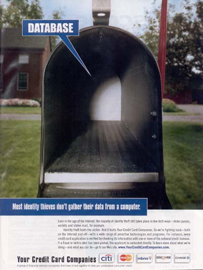 Your Credit Card Companies remind you most identity theft comes from mailboxes