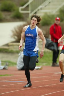 Jeff Perkins, DePaul Blue Demons, running on the track