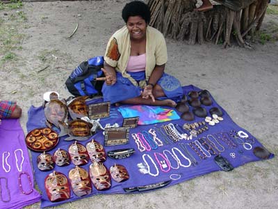 Woman with items for sale